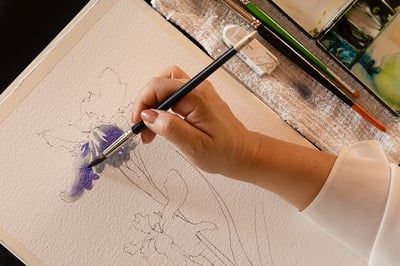 水彩画家・青木美和氏と描く、庭園に咲き誇る季節の花々 −「京王百草園」の茶室にて−