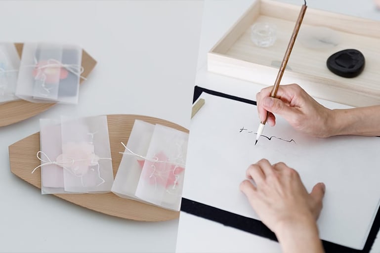 書家・斉藤美苑氏に習う、かな文字でつくる季節の文香封筒 −光あふれる代々木のアトリエにて−