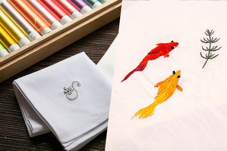 日本刺繍作家・田中京子氏に学ぶはじめての刺繍 ハンカチまたは季節のモチーフ −両国・回向院にて−