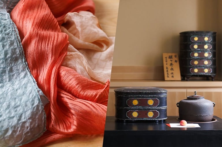 京都「アトリエシムラ」季節の植物と名水で染める草木染め −老舗京菓子司「亀屋良長」にて−