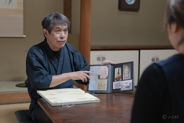 【銘品】京都老舗銘店「ゑり善」日本刺繍手刺繍 滅紫色 塩瀬帯「安楽庵竹垣文様」 京繍の伝統工芸士・吉岡一郎氏に教わる日本刺繍 京町家「玄想庵」にて