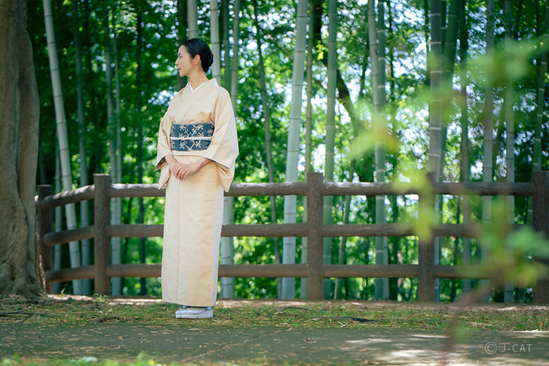 ののそら 作家物 モダン おしゃれ 染め 訪問着 紋なし 世田谷「アトリエシムラ」草木染めの色無地着物を誂える −染織家